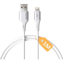 1001 USB A-Lightning Şarj Kablosu, 1metre, 3.1A Hızlı Şarj, Beyaz/gümüş Metal, Remorax Wahoo (1AD