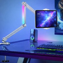 1001 Profesyonel Ayarlanabilir LED Işıklı Uzun Kollu Alüminyum Masaüstü 14.6 Inç Kadar Uyumlu iPad