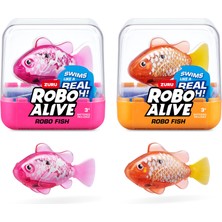1001 Robo Fish Zuru Su Aktive Edilmiş Renk Değiştiren Robotik Yüzme Balıkları (Pembe + Altın) Pill