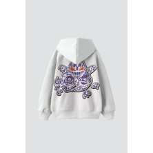 Tarzsokak Y2K Gengar Sırt Baskılı Oversize Unisex Beyaz