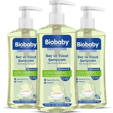 1001 Ultra Hassas Bebek Şampuanı – Saç ve Vücut Için, Organik Elma Özlü-3’lü Set (500 ml x 3