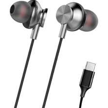 1001 H341 Type-C Stereo Kulak Içi Kablolu Kulaklık Siyah