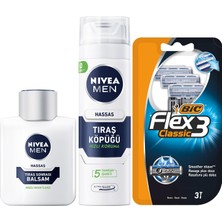1001 Erkek Hassas Tıraş Sonrası Balsam 100 ml + Tıraş Köpüğü 200 ml + Bıc Flex 3 Erkek Tıraş B