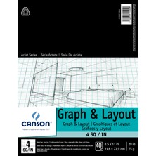 1001 Sanatçı Serisi Grafik ve Düzen Kağıdı, 4'e 4 Mavi Izgara, Katlanır Ped, 8,5X11 Inç, 40 Yapra