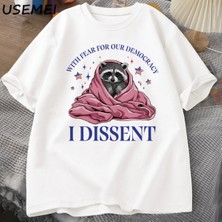 Tarzsokak Demokrasimiz Için Korkuyla Muhalefet T-Shirt Büyük Boy Rakun Meme Tpamuk Kısa Kollu T 2950