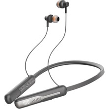 1001 BT28 Boyun Askılı Bluetooth Kulaklık, 250 Saat Pil Ömrü, LCD Göstergeli, Mikrofonlu, Gri