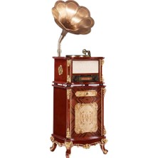 1001 F1877-65S Vintage 100W Hifi Gramofon Pikap Plakçalar, Bluetooth, Cd, Radio, USB Çalar, British Bro