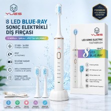 1001 8 LED Mavi Işıklı Sonic Elektrikli Beyazlatıcı Diş Fırçası, Şarjlı Diş Fırçası, 5 Tem