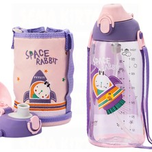 1001 Uzspace Büyük Boy 700ML Kılıflı Askılı Pipetli/pipetsiz Iki Ayrı Kapaklı Tritan Çocuk Mata