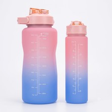 1001 Motivasyonel 2'li Su Matarası Seti, 2 Litre ve 900 ml Tritan Suluk, Bpa Içermez, Zaman Çizelgeli