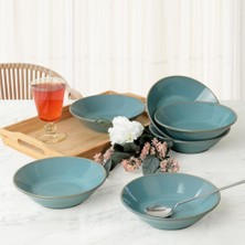 1001 Turkuaz Granit Hitit Yemek Tabağı 18 cm 6 Adet Q07