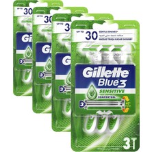 1001 Blue3 Sensitive Kullan At Tıraş Bıçağı 3'lü 1 Paket (4 Paketi)