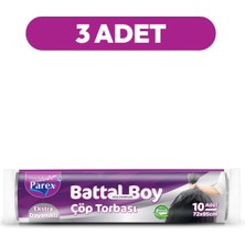 1001 Ekstra Dayanikli 10'lu Çöp Torbası Battal Boy 72 x 95 cm Üç Paket