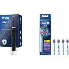 1001 Şarjlı/elektrikli Diş Fırçası Vitality Pro Siyah Koruma ve Temizlik + Oral-B 3D White X-Filame