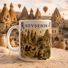 Mergen Craft & Studio Nevşehir Temalı Baskılı Porselen Kupa | Kapadokya, Peri Bacaları, Ürgüp, Göreme, Avanos ve Uçhisar Manzaralı Koleksiyonluk Kahve ve Çay Kupası | Özel Tasarım Kupa Bardak