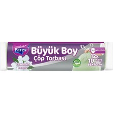 1001 Büzgülü 10'lu Çöp Torbası Yasemin Kokulu Büyük Boy 65 x 70 cm Onikili Paket