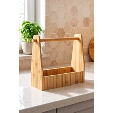 Evyeri Bambu Kağıt Havluluk ve Peçetelik Organizer 26,5X10X25 cm – Çok Amaçlı Mutfak Düzenleyici, Ahşap Tezgah Üstü Saklama Rafı, Bambu Organizer Standı