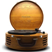 1001 Lion Retro Çanta Tipi Yuvarlak Pikap – Dahili Hoparlörlü, Bluetooth Bağlantılı Taşınabilir