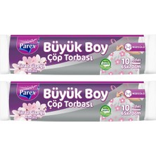 1001 Büzgülü 10'lu Çöp Torbası Kiraz Çiçeği Kokulu Büyük Boy 65 x 70 cm Ikili Paket