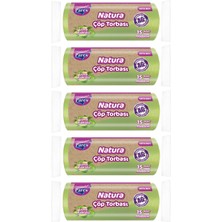 1001 Natura Çöp Torbası Orta Boy 15'li 55 x 60 cm Beşli Paket