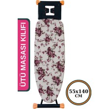 1001 Asev Home Ütü Masası Kılıfı Keçeli Ipli Stoperli Büyük Boy 55X140 cm Çıtır Çiçek