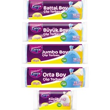 1001 Güçlü 25 Paket Çöp Torbası Karışık Boy
