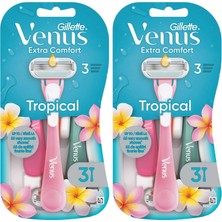 1001 Venus Extra Comfort Tropical Kullan At Tıraş Bıçağı, 3‘li Paket (2 Paketi)