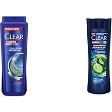 1001 Men Erkek Şampuan Cool Sport Menthol Kepeğe Karşı Etkili 600 ml ve Clear Men Kepeğe Karşı Etk