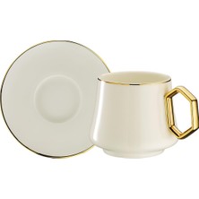 1001 1453 Line Gold Double Geometrik 4 Parça 2 Kişilik Kahve Fincan Takımı 120 ml