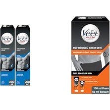 1001 Tüy Dökücü Krem Erkeklere Özel, Hassas Cilt (2 x 200 Ml) ve Veet Men Özel Bölgeler Için Kre