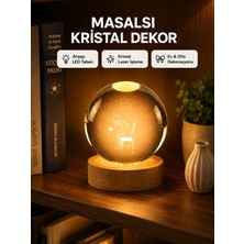 Uravas Store Usb’li Küçük Prens Işıklı Cam Küre Ahşap Altlıklı Dekoratif Lamba