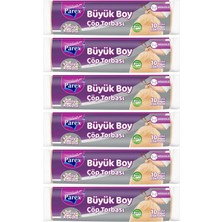 1001 Büzgülü 10'lu Çöp Torbası Vanilya Kokulu Büyük Boy 65 x 70 cm Altılı Paket