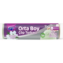 1001 Büzgülü Çöp Torbası Yasemin Kokulu 15'li Orta Boy 55 x 60 cm Onikili Paket