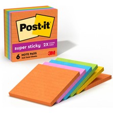 1001 S Per Sticky Notes, 4 x 4, Rio De Janeiro Collection, Lined, 6 Pads/pack Mavi, Turuncu, Pembe, Sar 9