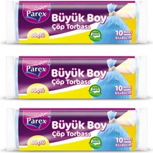 1001 Güçlü Çöp Torbası Büyük Boy 10'lu 65 x 80 cm Üçlü Set