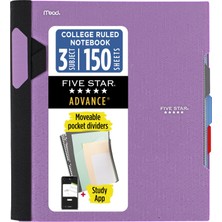 1001 Advance Spiral Defter + Çalışma Uygulaması, 3 Konu, Kolej Çizgili Kağıt, 8-1/2 "x 11", 150 Ya
