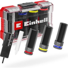 1001 Orijinal Einhell M-Case Mekanik Darbeli Lokma Seti, 5 Parça (80 mm Lokmalar, Ø 17–21 Mm, Crmo Ç