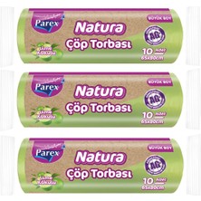 1001 Natura 10'lu Çöp Torbası Büyük Boy 65 x 80 cm Üçlü Paket