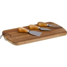 1001 ALP112 Peynir Tahtası ve Bıçak Seti 4 Parça 32X17,5 cm