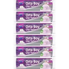 1001 Büzgülü 15'li Çöp Torbası Beyaz Sabun Kokulu Orta Boy 55 x 60 cm Altılı Paket