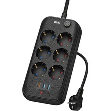 1001 2500W Termal Koruma Çoklu Priz, 6 Ac + 2 Usb-A + 1 Usb-C PD20W, Akıllı Akım Dengeleme, Çocuk G�