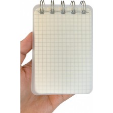1001 Mini Boy 7,4X10,5 cm Spiralli Telli Kareli El Not Defteri 100 Yaprak Şeffaf Sert Kapaklı A7 Defter