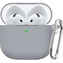 1001 Soft Yumuşak Lansman Esnek Silikon Airpods 4 ile Uyumlu Içi Kadife Kulaklık Kılıfı ve Karabin
