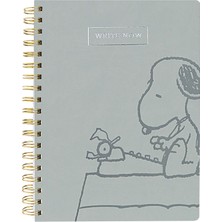 1001 Vegan Deri Spiral Günlük, Snoopy Tipi – 20,32 cm x 25,4 Cm, 192 Çizgili Sayfa, "şimdi Yaz" Yaz