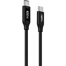 1001 HP-200 Type-C To Type-C Kablo – 100W Süper Hızlı Şarj + LED Göstergeli (2 Metre)