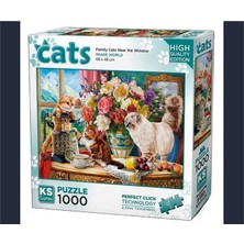 1001 Puzzle 1000 Parça Family Cats Near The Window, 48 x 68 cm