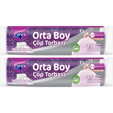 1001 Büzgülü 15'li Çöp Torbası Beyaz Sabun Kokulu Orta Boy 55 x 60 cm Ikili Paket