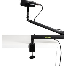 1001 Shure By Gator Premium Düşük Profilli Masaüstü Mikrofon Bom Standı; Podcast, Akış ve Ev Ofis