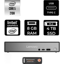 1001 Thinkcentre Neo 50Q Gen 5 Intel Core 5 210H 8gb 4tb SSD Fdos Mini Masaüstü Bilgisayar