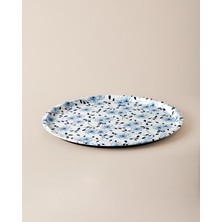 1001 Reve Blue Seren Yuvarlak Tepsi - Mavi/beyaz